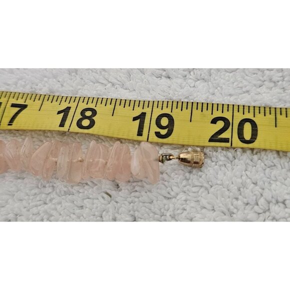 Rose Quartz Chip Bead Necklace 20" Pink With Gold-Tone Clasp - Picture 4 of 4